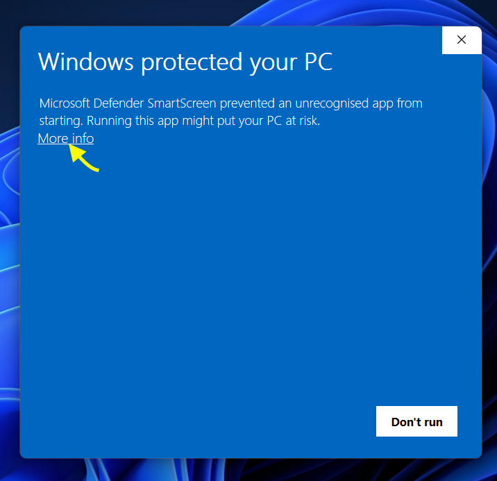 Windows installation step 1
