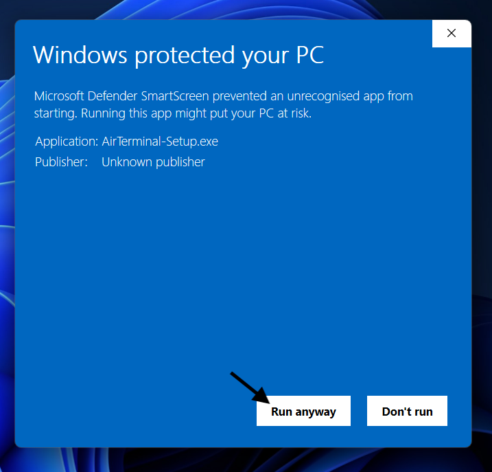 Windows installation step 2